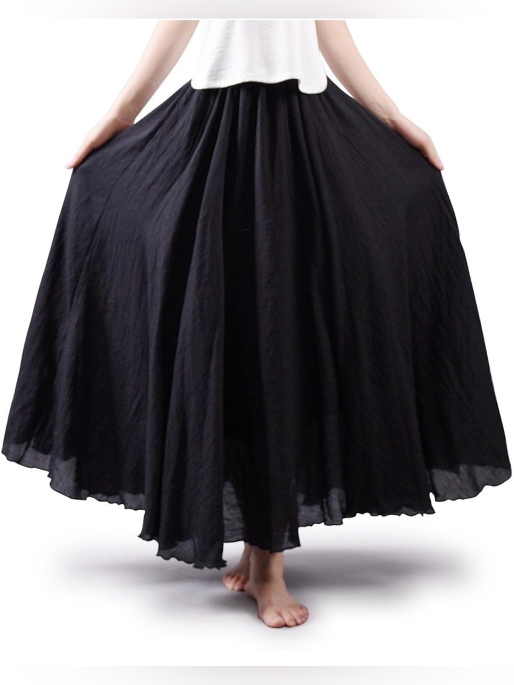 Ochenta Black Flowy Boho Renaissance Maxi Skirt Size Small NWT